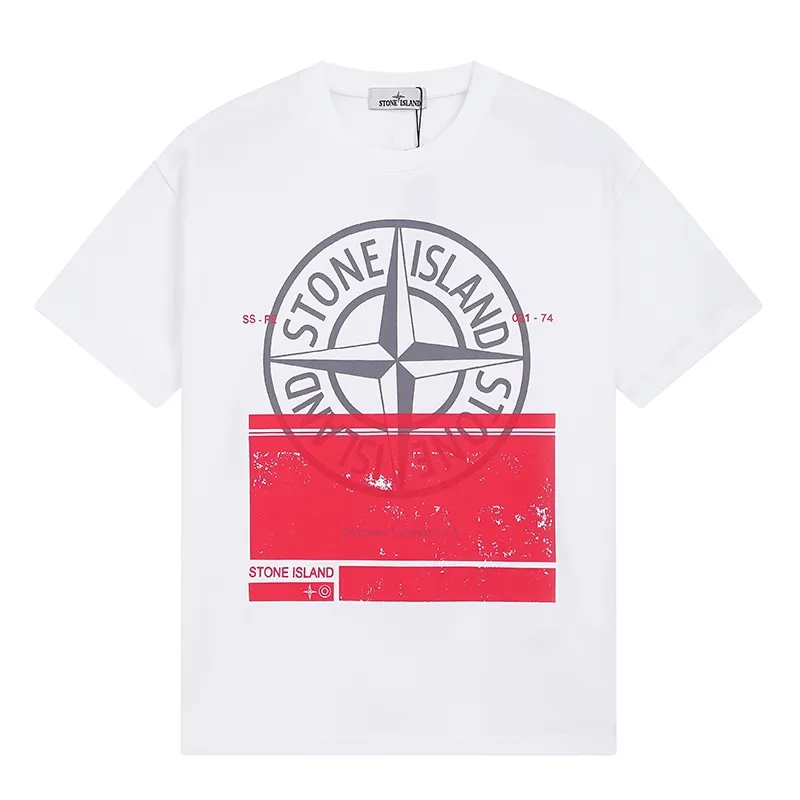 W666#P110💰 [Stone lsland/Stone Island Chest Destruction Big Compass Printed Short-Sleeved T-shirt] ⚠️[Original creation with high control of details] - Made of 230g combed cotton 32 count double yarn, soft and comfortable to the touch, sweat-absorbent and breathable. - Simple basic and versatile style, original single quality, the first choice for couples. - Made in a large factory, four needles and five threads on the shoulder, neat alignment, high quality workmanship. - Same style for men and women. Very versatile, one piece for everyone, details are clearly visible. Color: Black White Size: M L